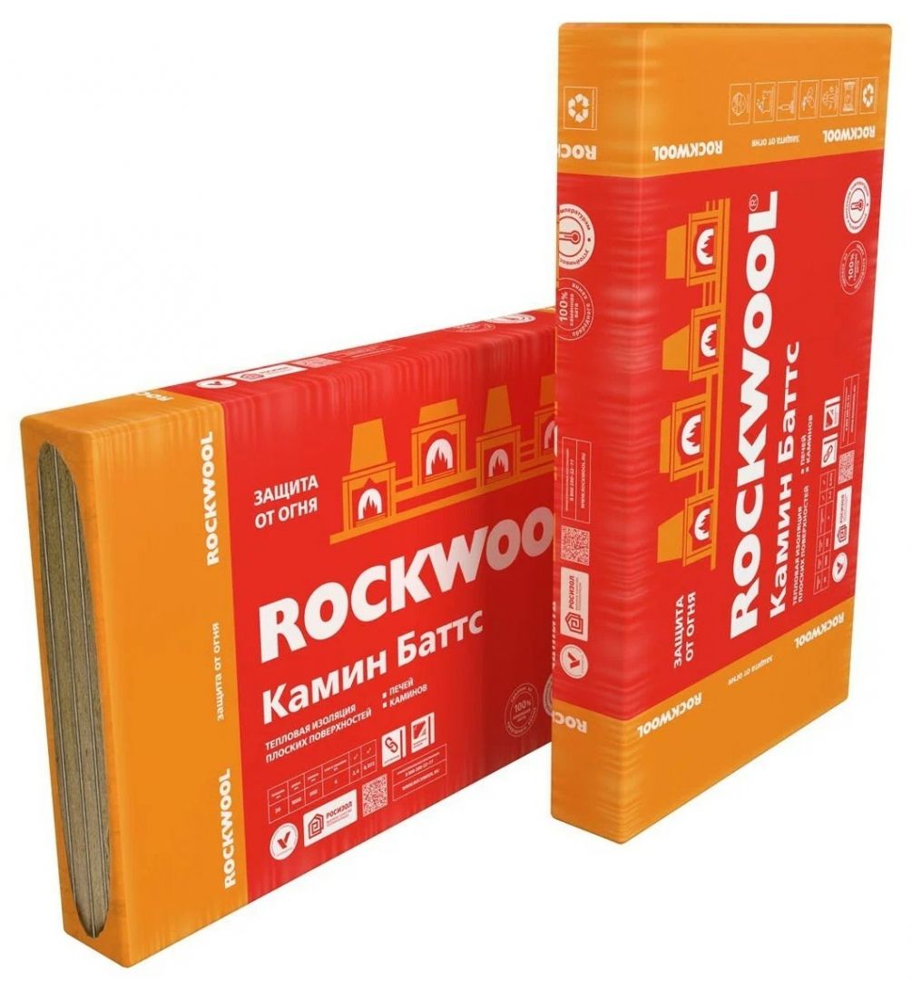 Базальтовая вата фольгированная Rockwool Камин Баттс 1000х600х30 мм, цена  за 1 лист – купить по цене 1 800.00₽ в интернет-магазине pechnik-rzn.ru