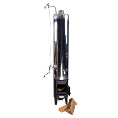Водогрейная колонка на дровах Ермак 90л. КВЛН 2.0 INOX (Ч) левая 35850