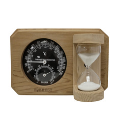 Термогигрометр Everest мини с часами кедр  ( TG-08 black ) 2600