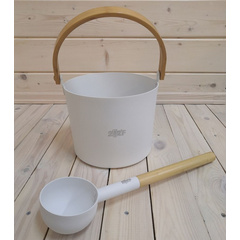 Набор SIMPLE WHITE шайка 5 л. + черпак 42 см (ручки бамбук) 4900