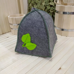 Шапка Серая "С березовыми листочками" ТМ "Жар-Банька"