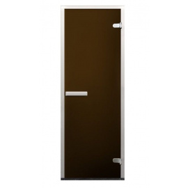Дверь "Хамам лайт" бронза матовая 6 мм коробка алюминиевая, 2 петли