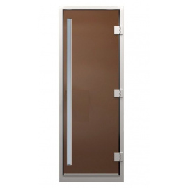 Дверь "Хамам Престиж" бронза матовая 6 мм коробка алюминиевая, 3 петли