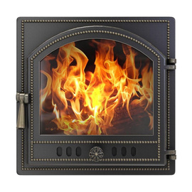 Дверка каминная со стеклом 205 Бронза 410х410 мм