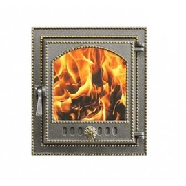 Дверка каминная со стеклом 210 Бронза 325х290 мм