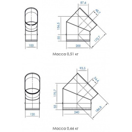 Колено 45° большее Craft Oval AISI 316L/нерж. 0,5 мм