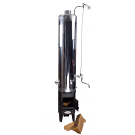 Водогрейная колонка на дровах Ермак 90л. КВЛН 2.0 INOX ( Ч) правая 35850