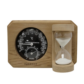 Термогигрометр Everest мини с часами кедр  ( TG-08 black ) 2600