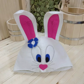 Шапка модельная белая "Кролик с васильком" ТМ "Жар-Банька" 650