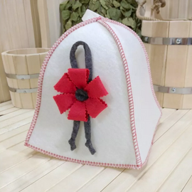 Шапка для бани белая "Красный цветок" ТМ "Жар-Банька" 280