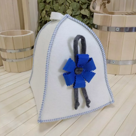 Шапка для бани белая "Синий цветок" ТМ "Жар-Банька" 270