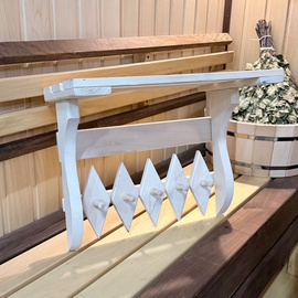 Полка-вешалка "Ромб" 5 крючков с полкой для шапок, липа