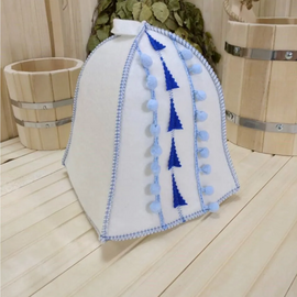 Шапка Белая "Норвежская бирюза" ТМ "Жар-Банька"