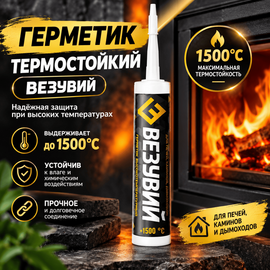 Герметик термостойкий Везувий 1500°С (чёрный) 290 мл 