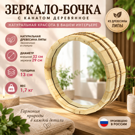 Зеркало-бочка с канатом 