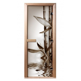 Дверь с фотопечатью A057 "Бамбук" стекло 8 мм, коробка ольха 3 петли