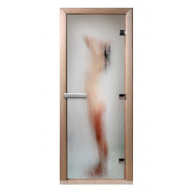 Дверь с фотопечатью A097 "Девушка" стекло 8 мм, коробка ольха 3 петли