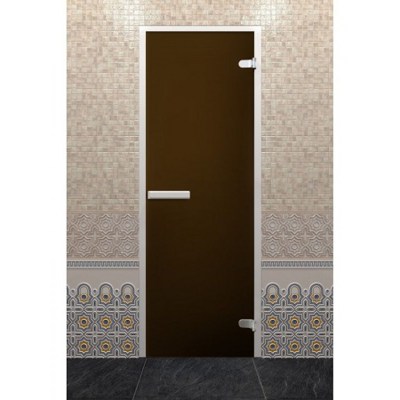 Дверь "Хамам лайт" бронза 6 мм коробка алюминиевая, 2 петли