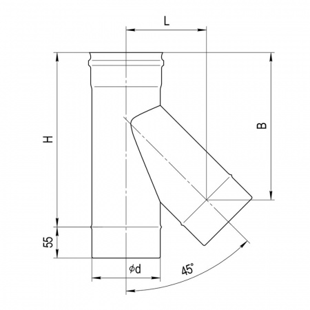 Тройник 135° Ferrum AISI 430/нерж.0,8 мм