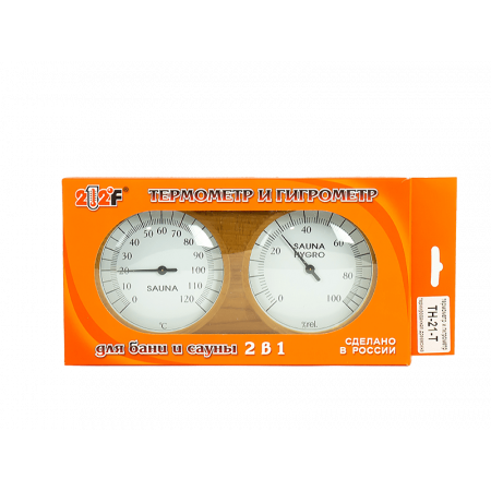 Термометр-гигрометр ТН-21-T "очки" квадрат (термодревесина)