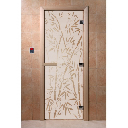 Дверь "Бамбук и бабочки сатин"
