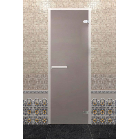 Дверь "Хамам Лайт" сатин 6 мм коробка алюминиевая, 2 петли