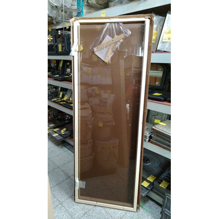 Дверь стекло "Бронза" 1900х700 мм, стекло 6 мм, коробка хвоя, 2 овальные оливковые петли