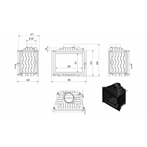 Eryk 700 каминная топка чугунная 12 кВт 102080