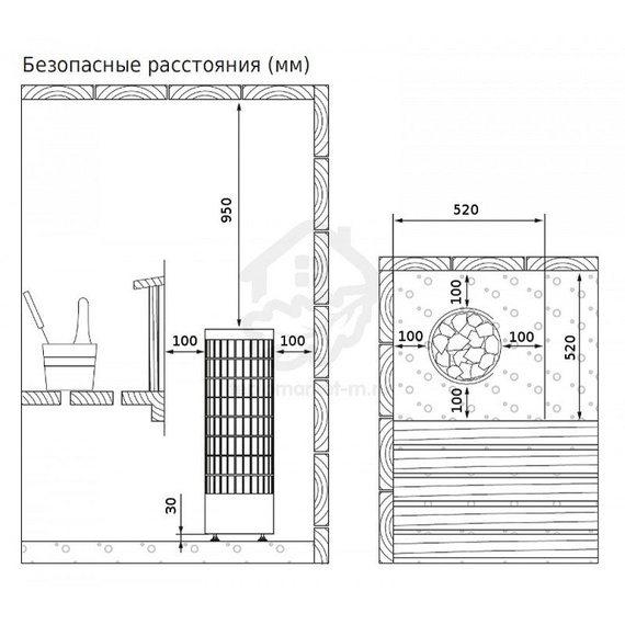 Электрокаменка Harvia Cilindro PC90E (без пульта) 42402