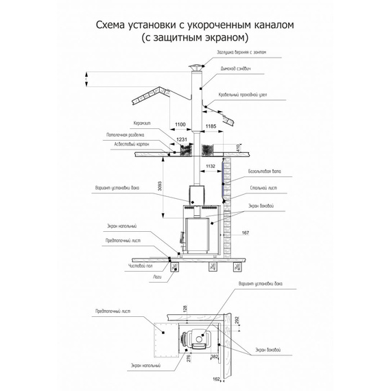 Русь 18 ЛУ печь для бани нержавейка (укороченный топливный канал) 26480