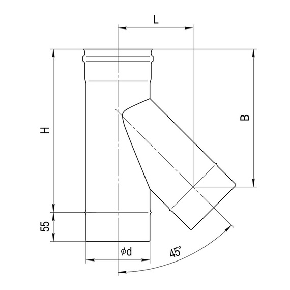Тройник 135° Ferrum AISI 430/нерж.0,8 мм 3273
