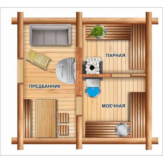 Ermak 3D (30 кВт) печь для бани на 3 помещения 85000