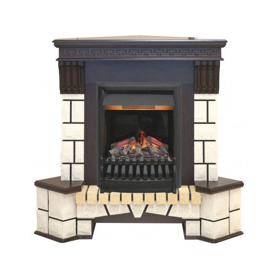 Угловой электрокамин Stone Corner STD c очагом 3D Oregan 124930
