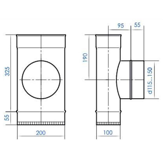 Тройник 90° Craft Oval AISI 316L/нерж. 0,5 мм 3759