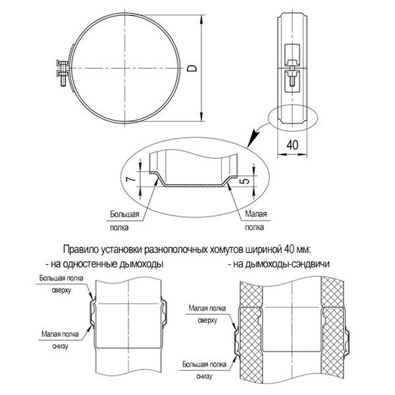 Хомут обжимной (430/0,5 мм / эмаль /600° черная) 480