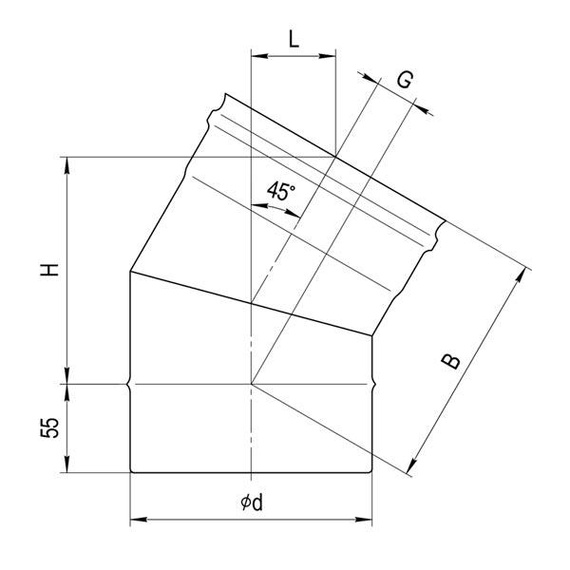 Колено угол 135° (430/0,8 мм / эмаль /600° черная) 1072