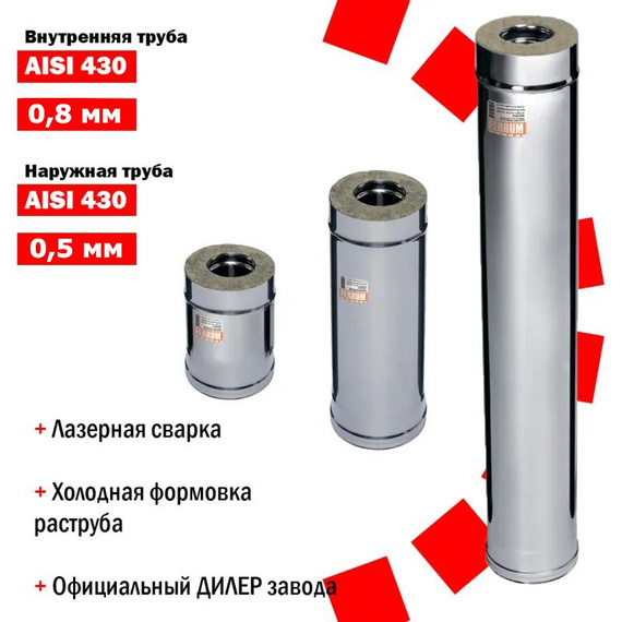 Сэндвич Ferrum 0,5 м AISI 430/ нерж. 0,8 мм + нерж. 0,5 мм 2606
