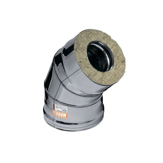 Сэндвич-колено 135° AISI 430/ нерж. 0,8 мм + оцинкованная сталь Ferrum 2255