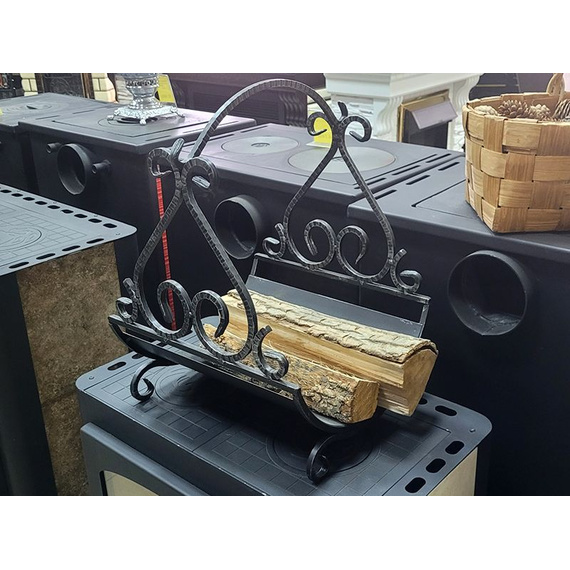 Дровница кованная D130 черная с серебряной патиной 7300