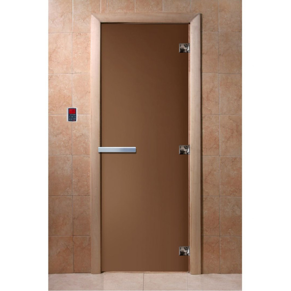 Дверь стекло Бронза матовая 8 мм коробка ольха, 3 петли Doorwood 15277