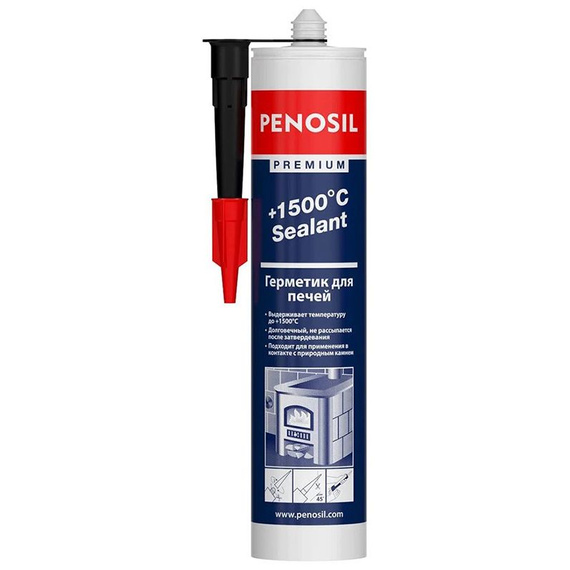Герметик силикатный для печей и каминов Penosil Premium + 1500 °C Sealant, 280 мл, чёрный 490