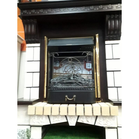 Электрокамин Stone New STD AO с очагом Majestic Lux Brass 53530