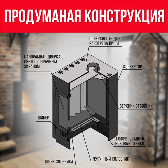Аляска 150 печь-камин до 150м3 26600