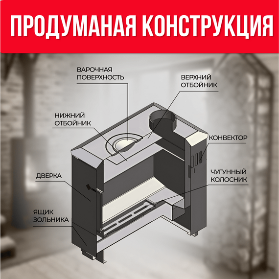 Варна 100Ч печь отопительная с кружком до 100м3 16100