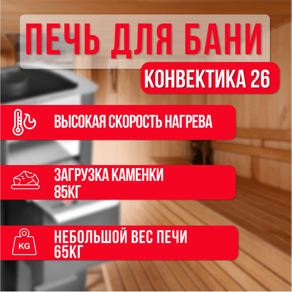 Конвектика 26 Антрацит печь для бани нержавейка 27050