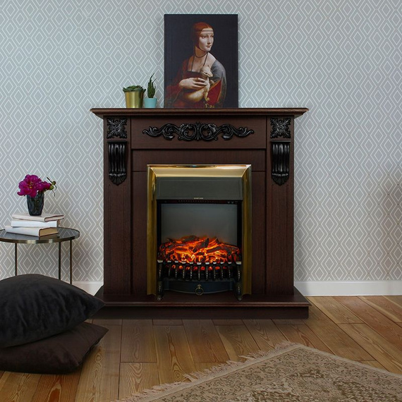 Электрокамин Dominica DN с очагом Fobos Lux Brass 46810