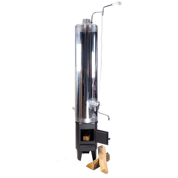 Водогрейная колонка на дровах Ермак 90л. КВЛН 2.0 INOX (С) правая 32520