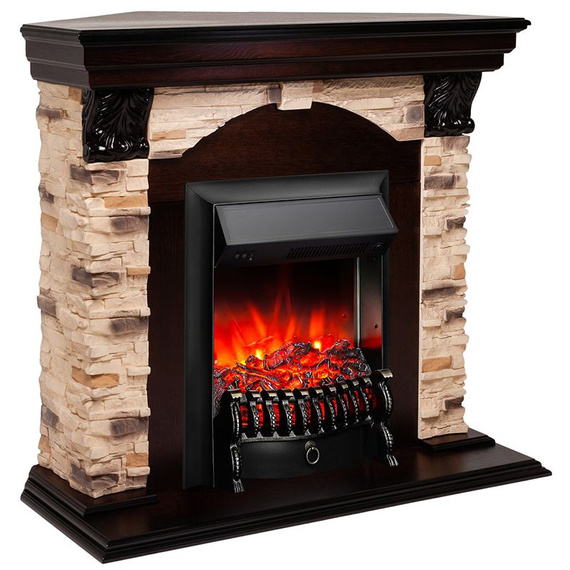 Электрокамин Dublin Corner Rock AO с очагом Fobos Lux Black 56680