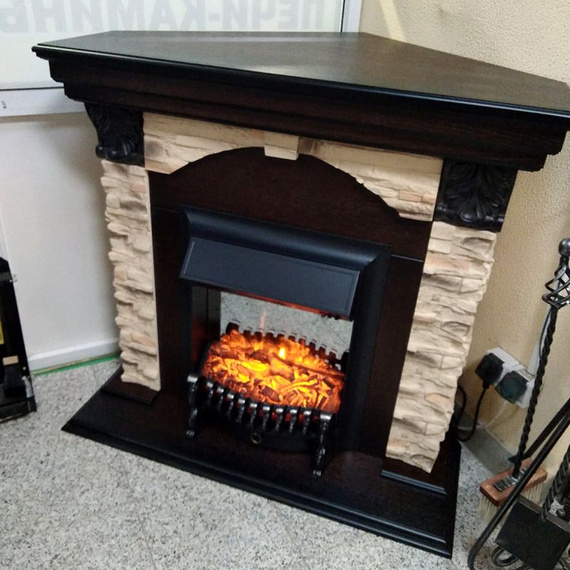 Электрокамин Dublin Corner Rock AO с очагом Fobos Lux Black 56680