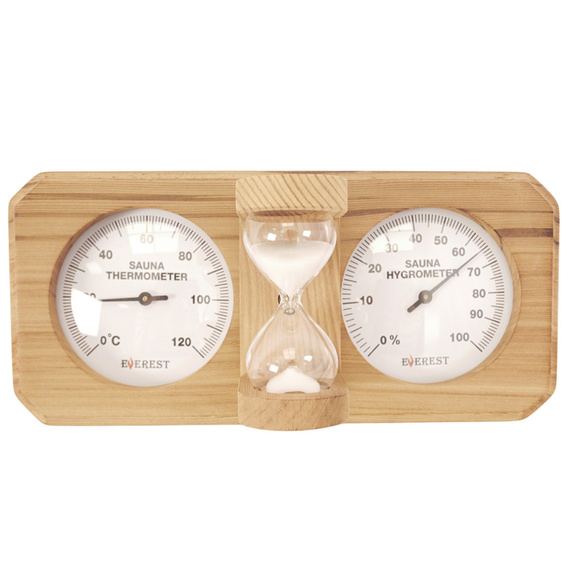 Термогигрометр Everest с часами кедр  ( TG-06 white ) 2950
